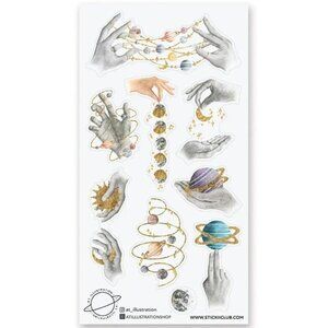 3 for $15 - Planetary Hands Stickers - 1 Celestial Sticker Sheet - NEW‎